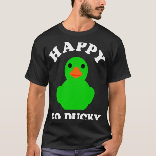 Green Rubber Duck Happy Go Ducky Pun St Patricks D T-shirt (Voorkant)