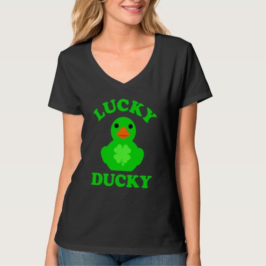 Green Rubber Duck Quack Four Leaf C Lucky Ducky  1 T-shirt (Voorkant)