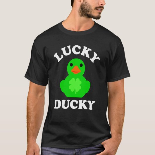 Green Rubber Duck Quack Four Leaf C Lucky Ducky T-shirt (Voorkant)