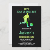 Green Running Soccer Birthday Invitations Kaart (Voorkant)