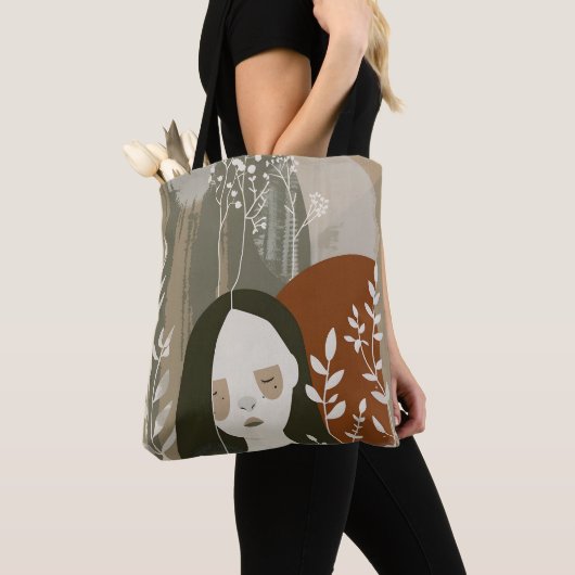 Green Rust Tan Empowering Woman Abstract  Tote Bag (Dichtbij)