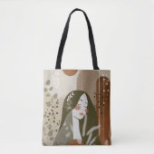 Green Rust Tan Empowering Woman Abstract  Tote Bag (Voorkant)