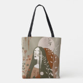 Green Rust Tan Empowering Woman Abstract Tote Bag (Achterkant)