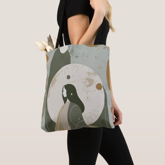 Green Rust Tan Empowering Woman Abstract  Tote Bag (Dichtbij)