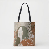 Green Rust Tan Empowering Woman Abstract Tote Bag (Voorkant)