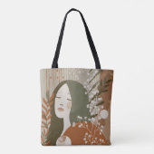 Green Rust Tan Empowering Woman Abstract Tote Bag (Achterkant)
