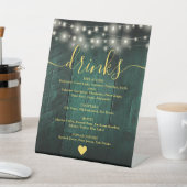 Green Rustic Barn Wood String Lights Drinken Menu Reclamebord Met Voetstuk (Insitu)