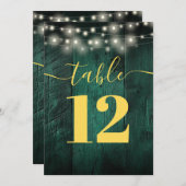 Green Rustic Barn Wood String Lights Tafelnummer (Voorkant / Achterkant)