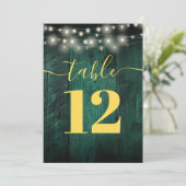 Green Rustic Barn Wood String Lights Tafelnummer (Staand voorkant)