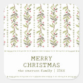 Green Rustic Botanical Christmas Stickers (Voorkant)