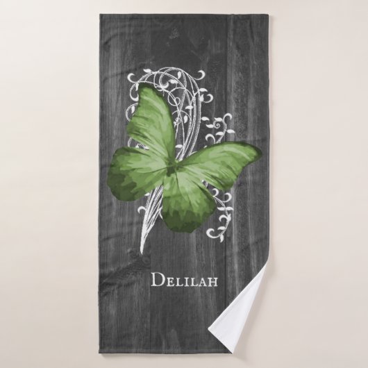 Green Rustic Butterfly Bath Towel Set Bad Handdoek (Badhanddoek)