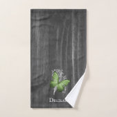 Green Rustic Butterfly Bath Towel Set Bad Handdoek (Handdoek)