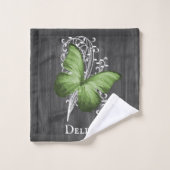 Green Rustic Butterfly Bath Towel Set Bad Handdoek (Wasdoekje)