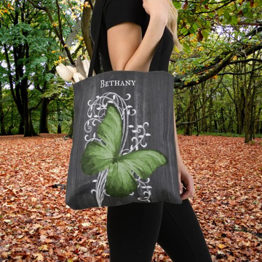 Green Rustic Butterfly - Canvas tas op maat
