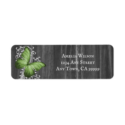 Green Rustic Butterfly Return Address Label (Voorkant)