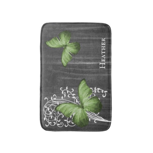Green Rustic Butterfly - Specialized Bath Mat (Voorkant Verticaal)