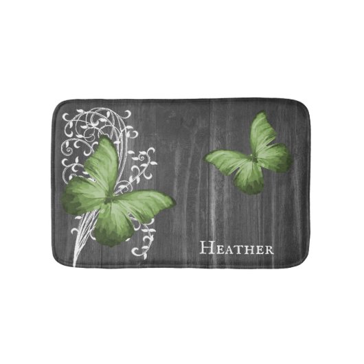 Green Rustic Butterfly - Specialized Bath Mat (Voorkant)