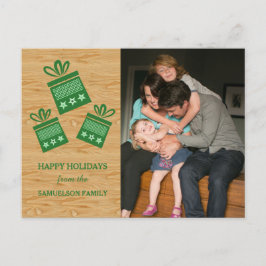 Green Rustic Cadeaus Holiday Foto Briefkaart