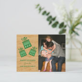 Green Rustic Cadeaus Holiday Foto Briefkaart (Staand voorkant)