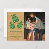 Green Rustic Cadeaus Holiday Foto Briefkaart (Voorkant / Achterkant)