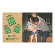 Green Rustic Cadeaus Holiday Foto Stickers