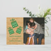 Green Rustic Cadeaus Holiday Photo Flat Kaart (Staand voorkant)