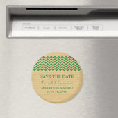 Green Rustic Chevron Save the Date Magnet (Insitu (Vaatwasser))