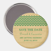 Green Rustic Chevron Save the Date Magnet (Voorkant / Achterkant)
