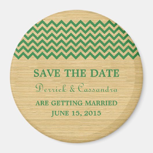 Green Rustic Chevron Save the Date Magnet (Voorkant)