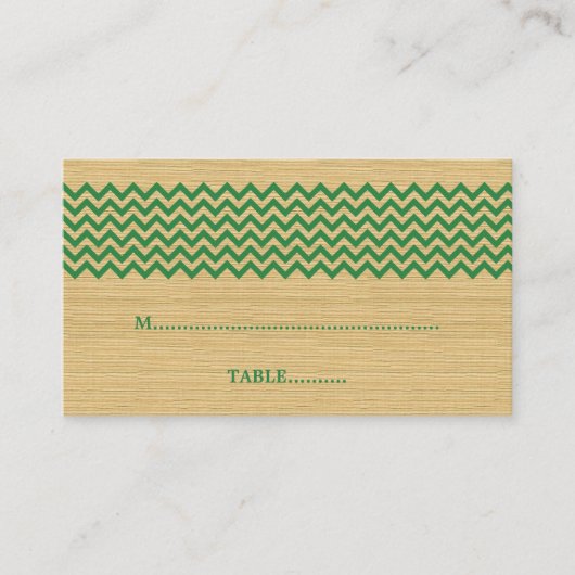 Green Rustic Chevron Wedding Place Card Plaatskaartje (Voorkant)