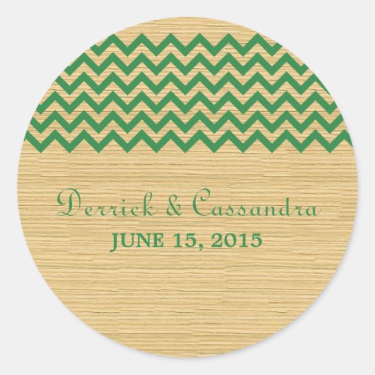 Green Rustic Chevron Wedding Stickers (Voorkant)