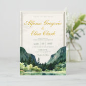 Green Rustic Classic Watercolor Monogram Wedding Kaart (Staand voorkant)