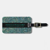 Green Rustic Colorful  Retro Paisley Bagagelabel (Voorkant horizontaal)