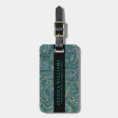 Green Rustic Colorful  Retro Paisley Bagagelabel (Voorkant verticaal)