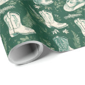 Green Rustic Cowboy Western Kerst Cadeaupapier (Rol Hoek)
