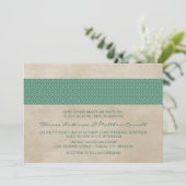 Green Rustic Damask Wedding Invite Kaart (Staand voorkant)