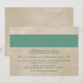 Green Rustic Damask Wedding Invite Kaart (Voorkant / Achterkant)