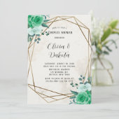 Green Rustic Florals Gold Geometric Couples — Show Kaart (Staand voorkant)
