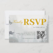 Green Rustic Forest Watercolor QR Wedding RSVP Kaartje (Voorkant)