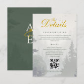 Green Rustic Forest Watercolor Wedding Details Informatiekaartje (Voorkant / Achterkant)