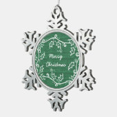 Green Rustic Holly Snowflake Ornament (Rechts)