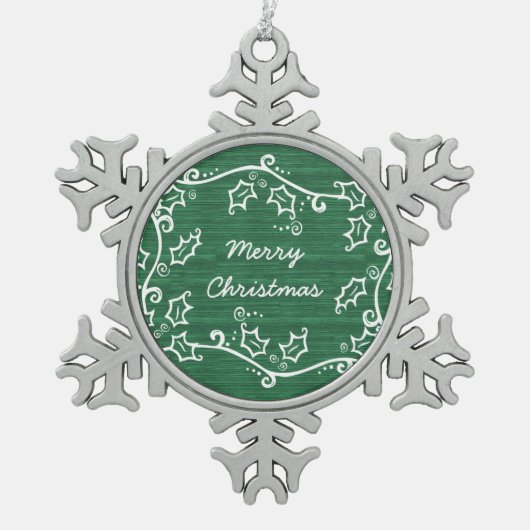 Green Rustic Holly Snowflake Ornament (Voorkant)