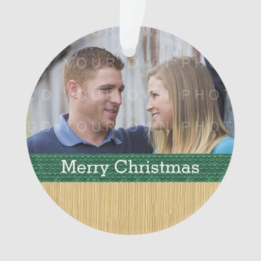 Green Rustic kerstfoto Ornament (voorkant)