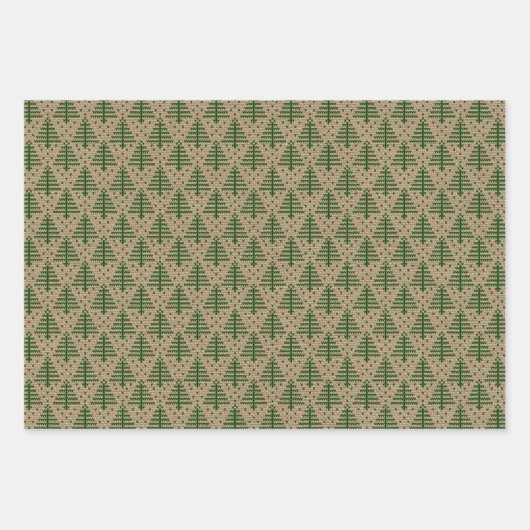 Green Rustic Kerstmis Inpakpapier Vel (Voorkant)
