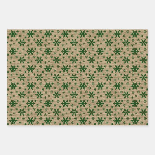 Green Rustic Kerstmis Inpakpapier Vel (Voorkant 3)