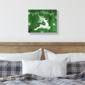 Green Rustic kerstreindeercanvas afdrukken (Insitu (Slaapkamer))