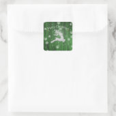 Green Rustic kerstrenrendierSticker Vierkante Sticker (Tas)