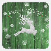 Green Rustic kerstrenrendierSticker Vierkante Sticker (Voorkant)