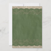 Green Rustic Lace Wedding Invitations Kaart (Achterkant)