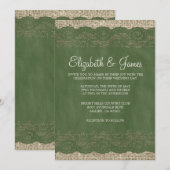 Green Rustic Lace Wedding Invitations Kaart (Voorkant / Achterkant)